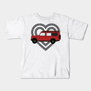Double TireTrack Heart 4x4 off-road red vehicle all-terrain Kids T-Shirt